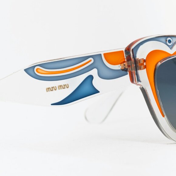 Miu Miu SMU 07P Clear Swirl Cat-Eye Sunglasses - Picture 6 of 9